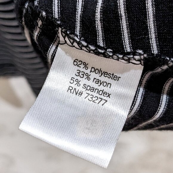 Stripe Black & White Shift Dress S Stretch Mockneck Soft Op-Art Mod Grunge Retro - Picture 6 of 6